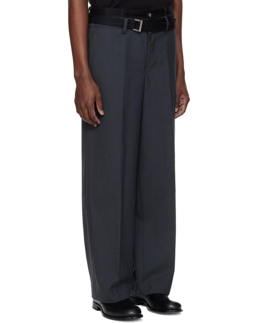 Sacai Black Wool Blend Casual Pants for men