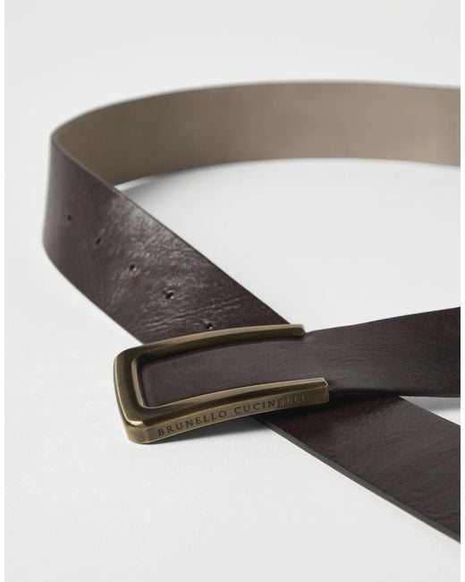 Brunello Cucinelli White Buckled Leather Belt