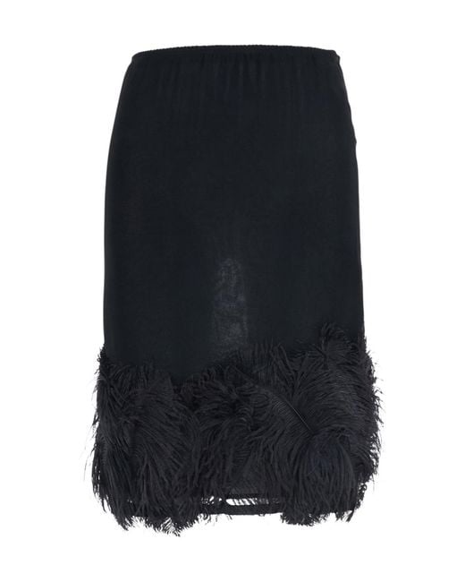 Semicouture Black Semi Couture Feather-Trim Tech Skirt