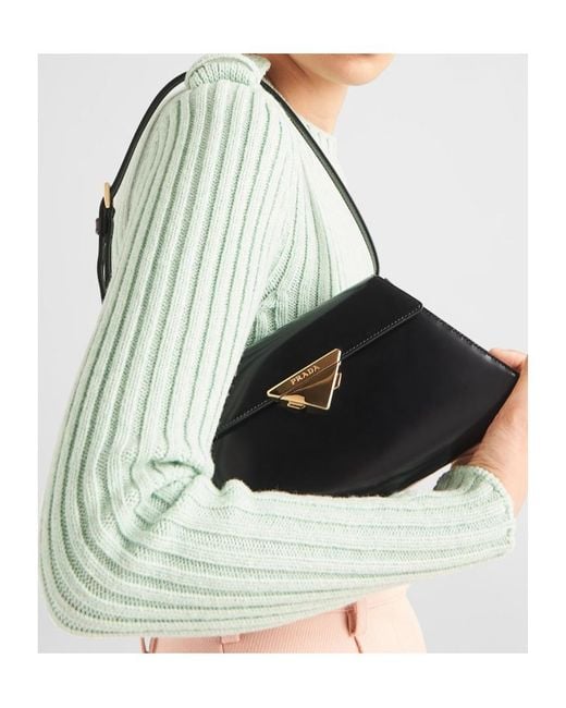 Prada Black Medium Brushed Leather Handbag