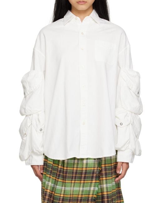 R13 White Cargo Pockets Button-Up Shirt