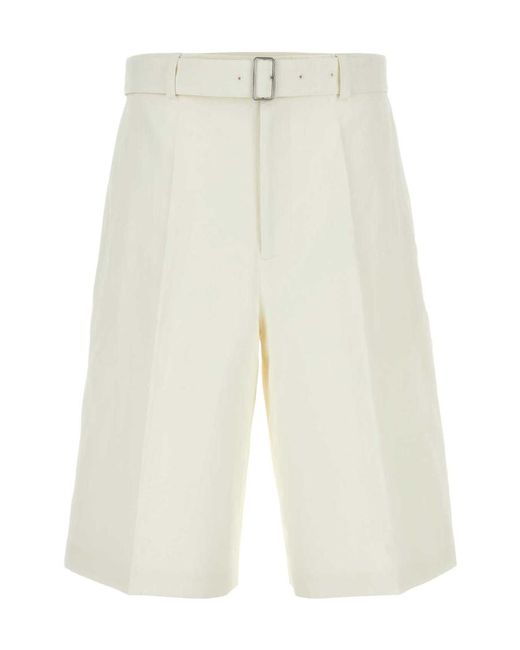 Jil Sander White Ivory Linen Bermuda Shorts for men