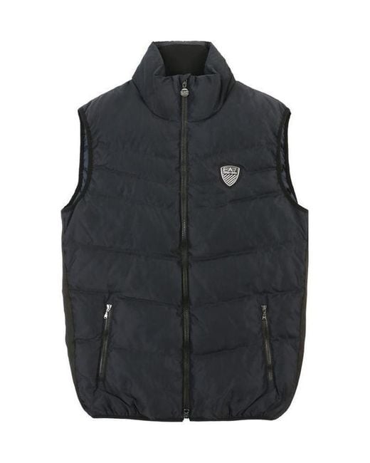 EA7 Black Quilted Sleeveless Down Jacket for men