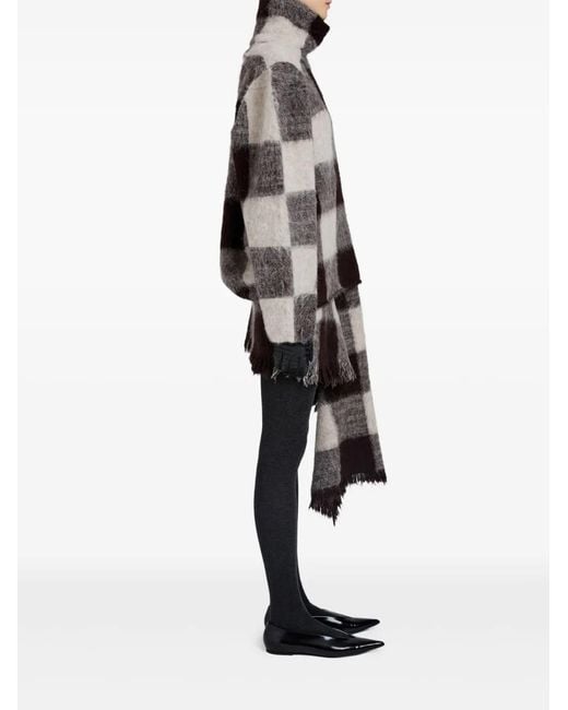 Proenza Schouler Brown High-Neck Check-Print Sweater