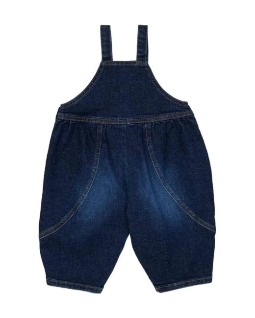 Marni Blue Logo-Patch Dungarees