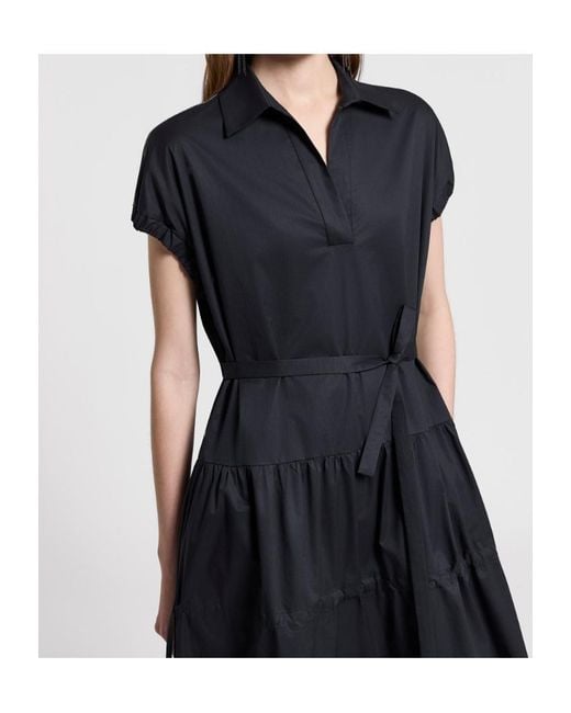 Peserico Blue Short-Sleeved Belted Midi Dress