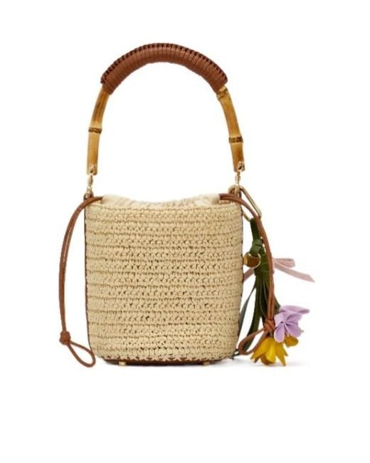 Self-Portrait Metallic Bamboo-Handle Raffia Shoulder Bag