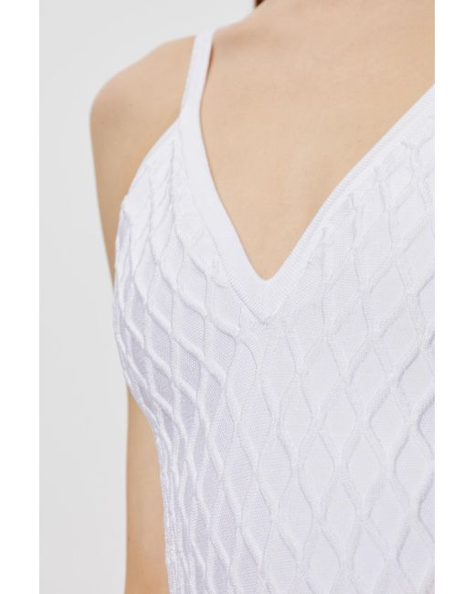 Balmain White Textured Strappy Dress
