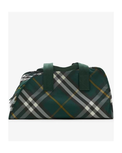 Burberry Green Shield Checked Motif Travel Bag for men