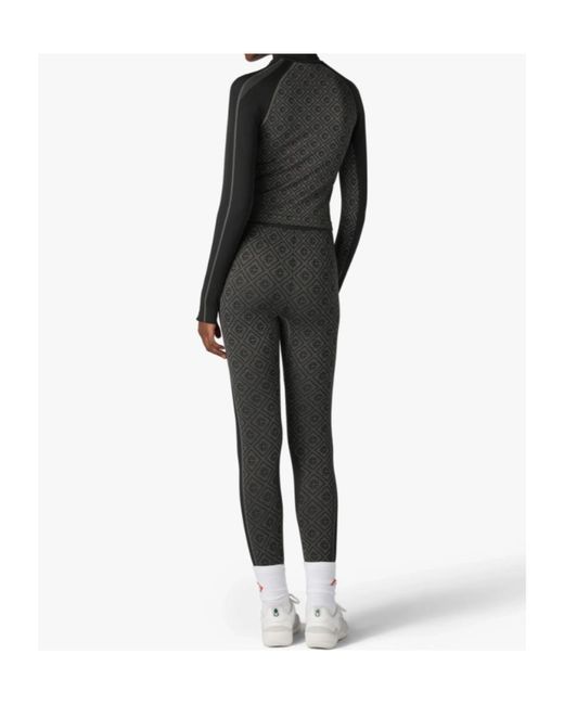 Casablanca Black Monogram Zip Performance Top