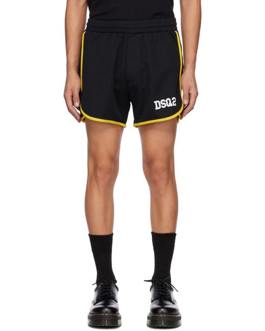 DSquared² Black Logo-Print Track Shorts for men