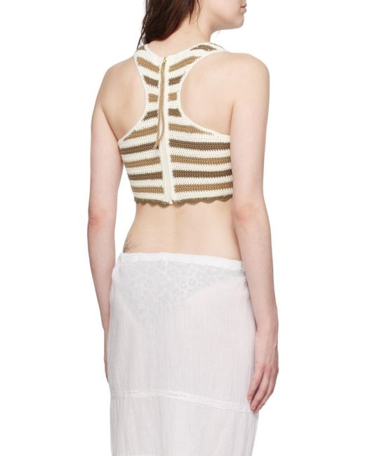 Ganni Natural Crochet Racerback Top