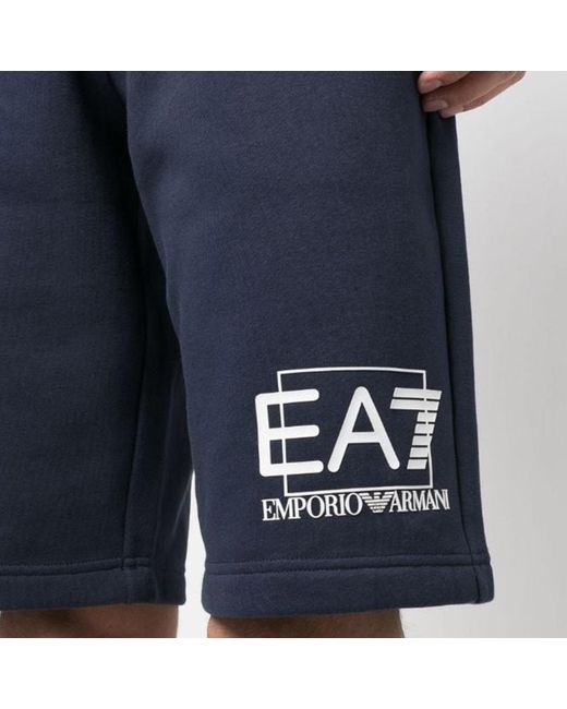 EA7 Blue Logo-Print Track Shorts for men
