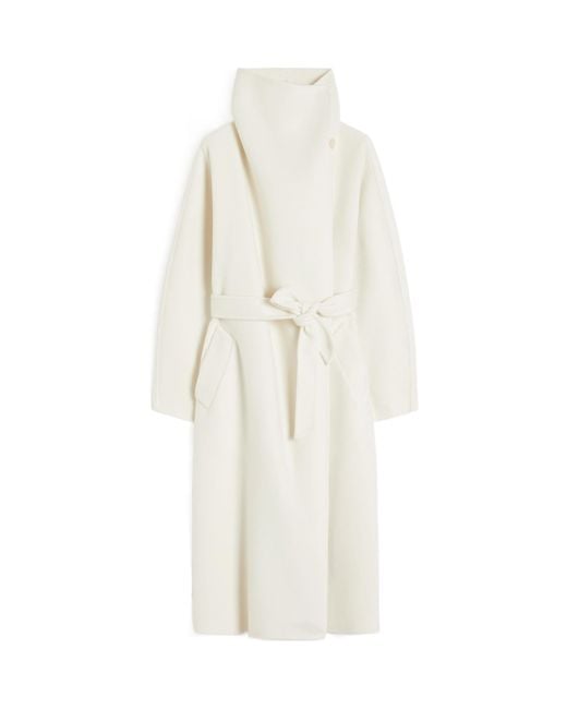 Max Mara White Cashmere Belted Coat