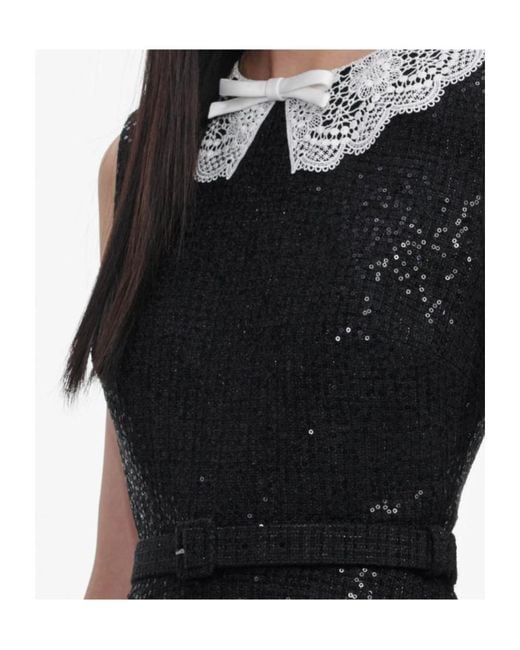 Self-Portrait Black Sequin Boucle Mini Dress