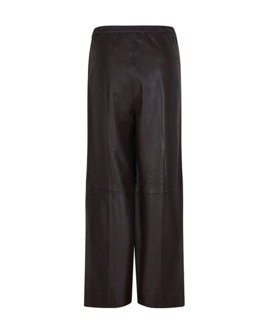 SELECTED Black Leather Palazzo Trousers