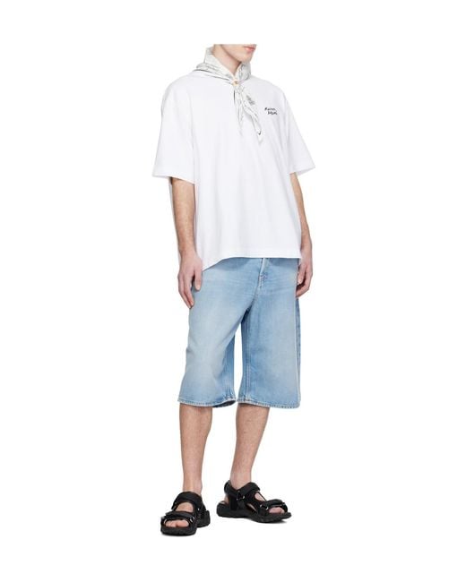 Maison Kitsuné White Poetic Paris Printed Scarf for men