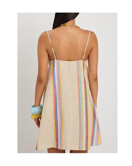 Staud Natural Striped Linen Mini Dress