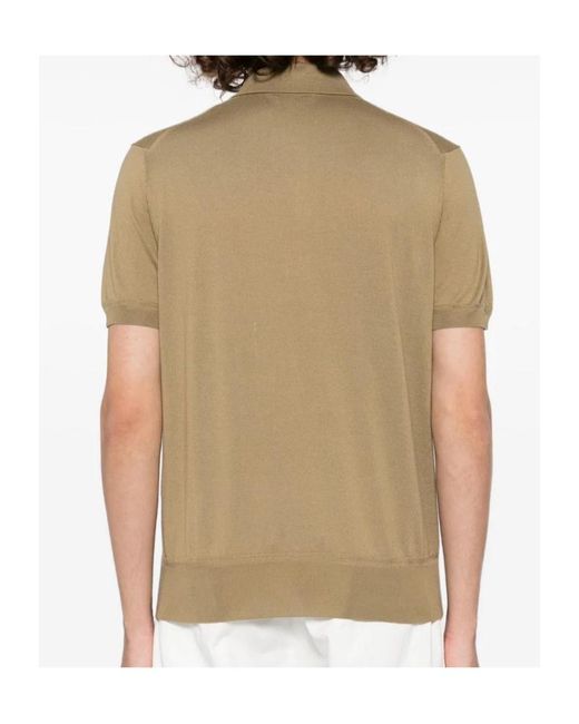 Tom Ford Natural Short-Sleeved Knitted Polo Shirt for men