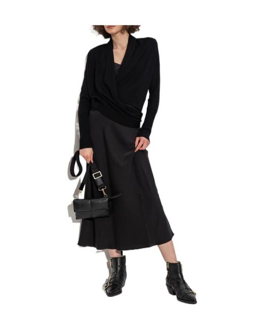 AllSaints Black Draped Knit Top