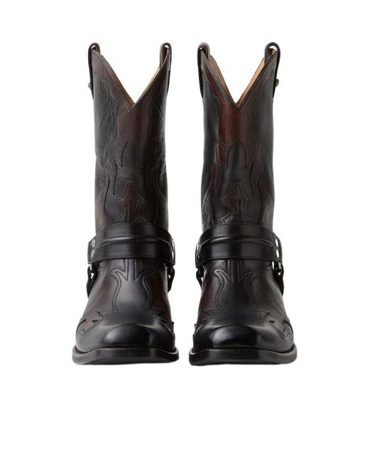 Versace Black Sylvester Harness Western Boots for men
