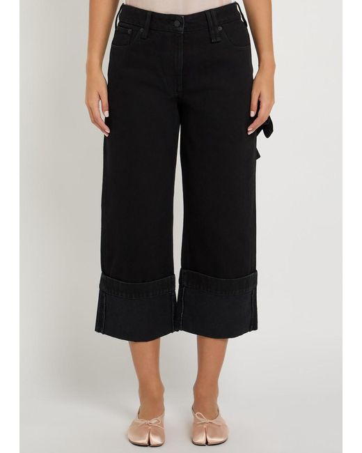 Simone Rocha Black Turn-Up Straight-Leg Cropped Jeans