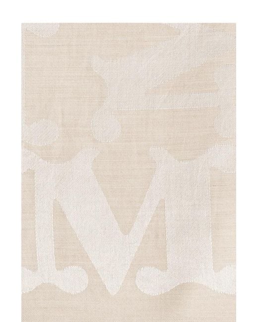 Max Mara Natural Edro Monogram-Jacquard Fringed Scarf