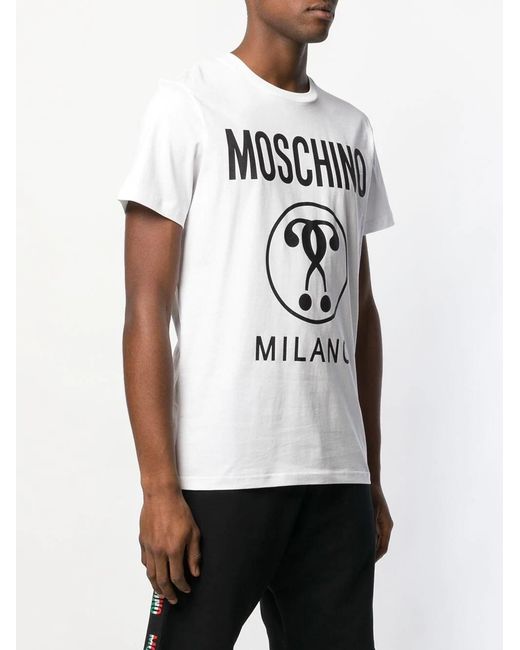 Moschino White Logo Print T-Shirt for men