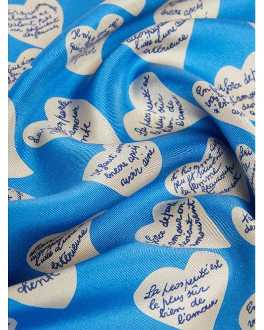 Max Mara Blue Printed Silk Scarf