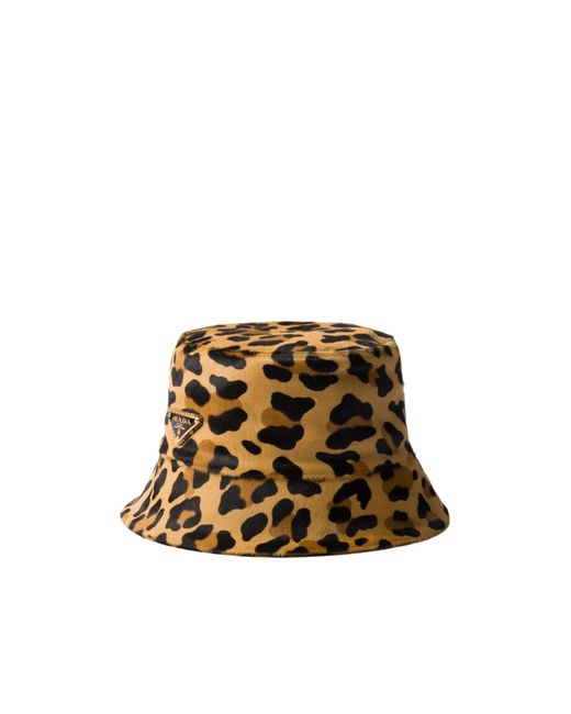 Prada Natural Leopard-Printed Bucket Hat