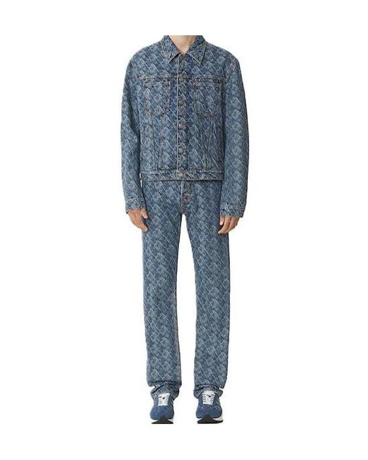 Lanvin Blue Patterned Logo-Patch Jacket for men