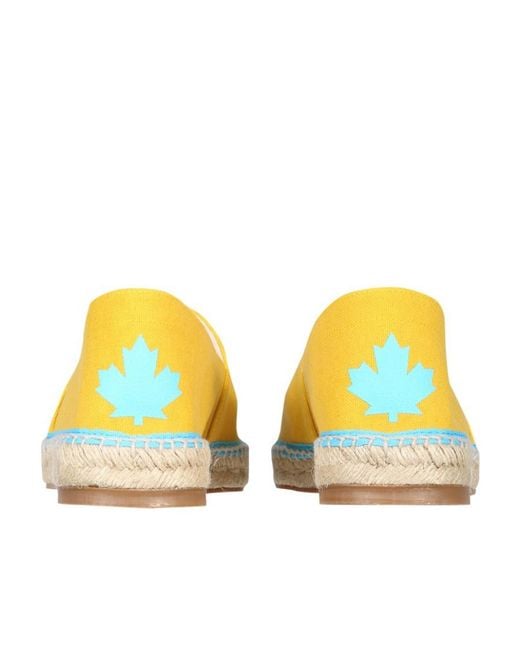 DSquared² Yellow Logo Slogan Jacquard Espadrilles for men