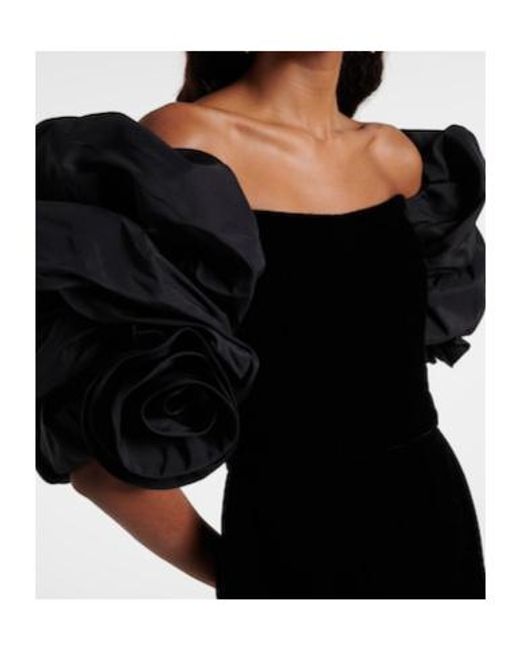 Carolina Herrera Black Off-Shoulder Velvet Minidress
