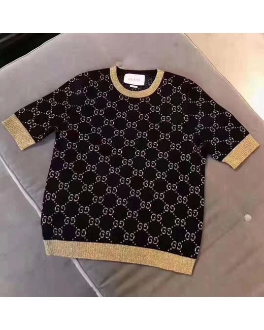 Gucci Blue Gg Lam Cotton Top