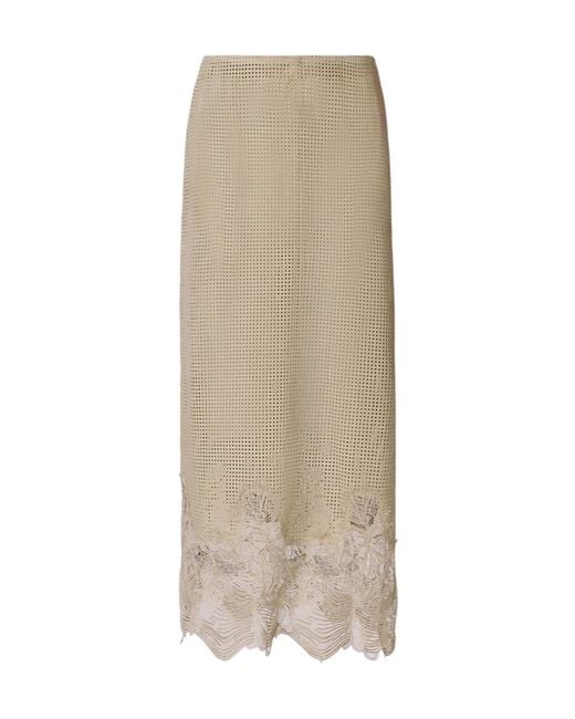 Fabiana Filippi Natural Lace Hem Midi Skirt