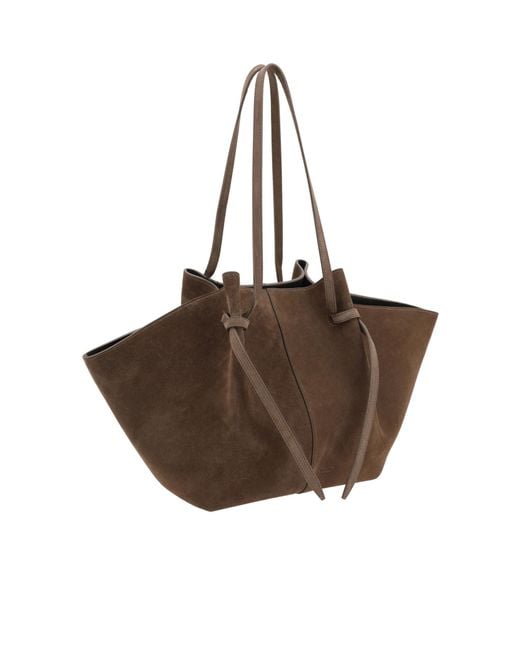 Yuzefi Brown Large Logo Detailed Shoulder Bag