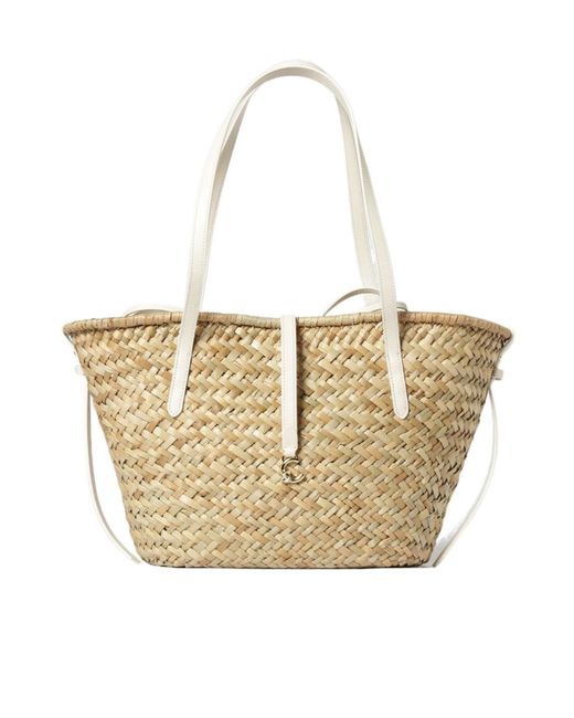 Coccinelle Metallic Logo Plaque Woven Shoulder Bag