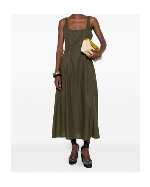 Twinset Green Square-Neck Midi Dress