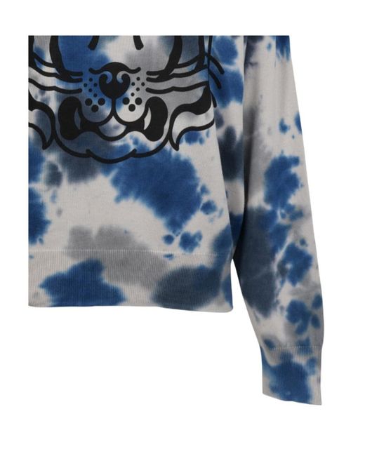 KENZO Blue Tie-Dyed Crewneck Sweatshirt