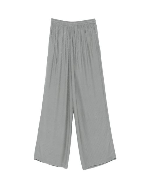 Boss Gray Logo-Patterned Drawstring Trousers