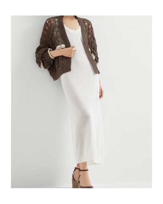 Brunello Cucinelli White Knitted Maxi Dress