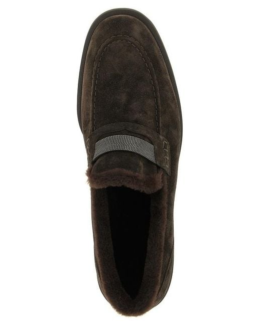 Brunello Cucinelli Gray Round-Toe Loafers