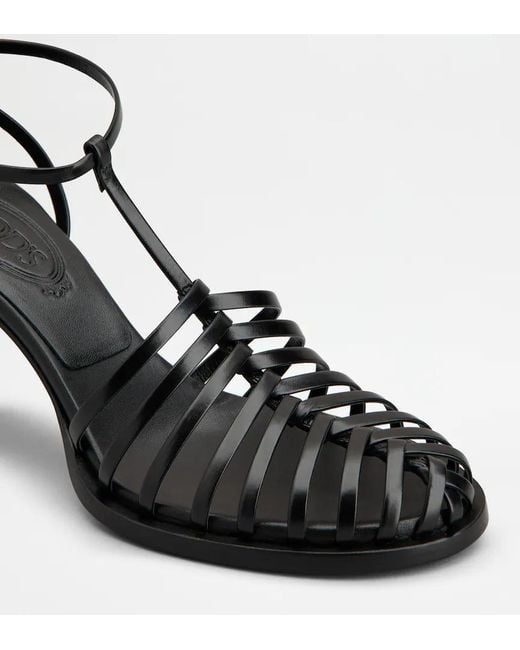 Tod's Black 75Mm Leather Sandals