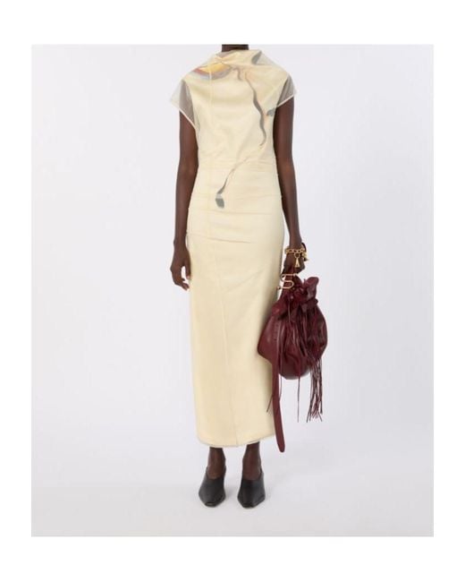 Sportmax Natural Spsviale Graphic-Print Open-Back Midi Dress
