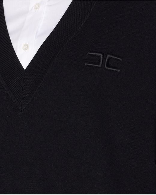 Elisabetta Franchi Blue Logo-Embroidered Long-Sleeved Dress