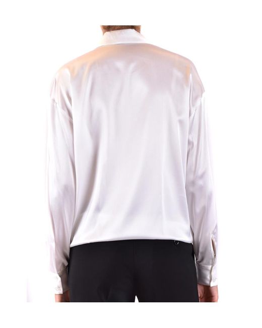 Pinko White Lapel Long-Sleeved Shirt