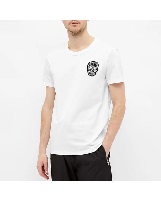 McQueen White T-Shirt With Round Neck And Short Sleeves for men
