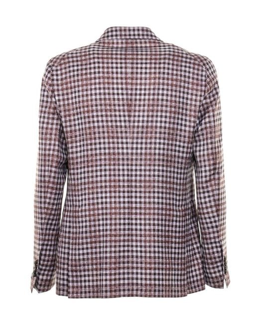 Tagliatore Purple Checked Single-Breasted Blazer for men