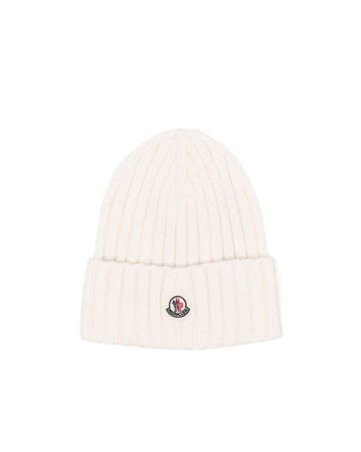 Moncler White Wool Beanie