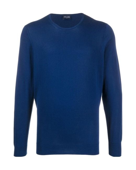 Drumohr Blue Crew Neck Sweatshirt for men